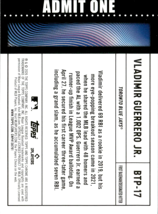 Vladimir Guerrero Jr. card back