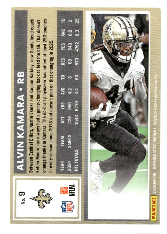 Alvin Kamara card back