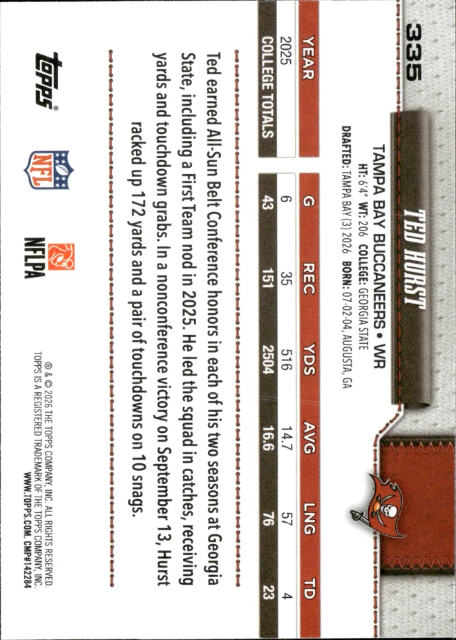 Ted Hurst card back