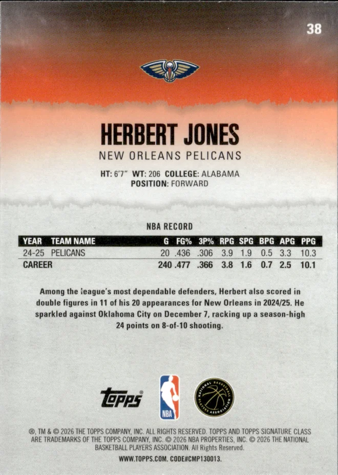 Herbert Jones card back
