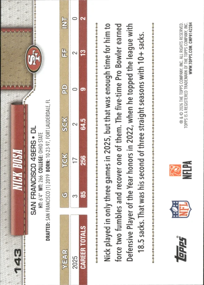 Nick Bosa card back