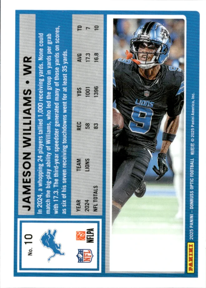 Jameson Williams card back
