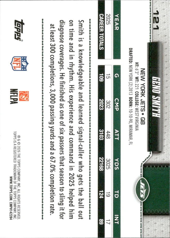 Geno Smith card back