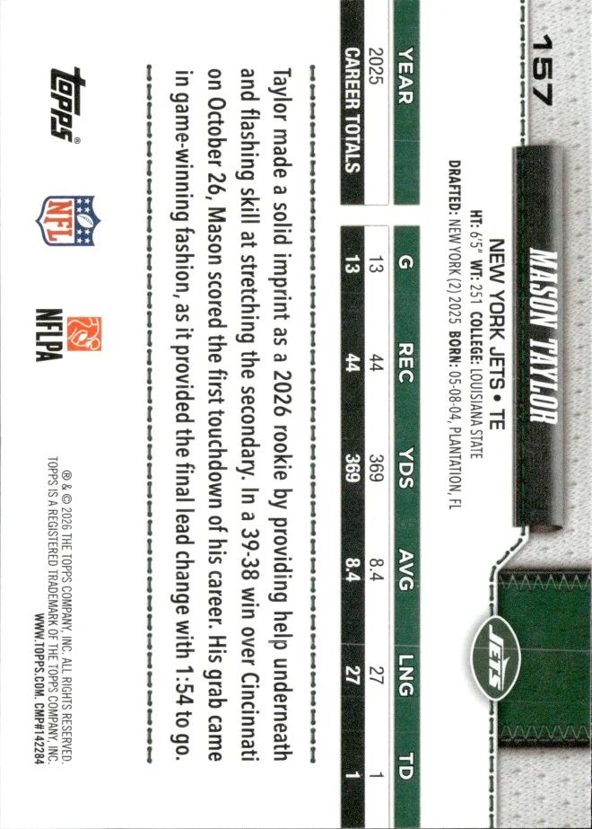 Mason Taylor card back