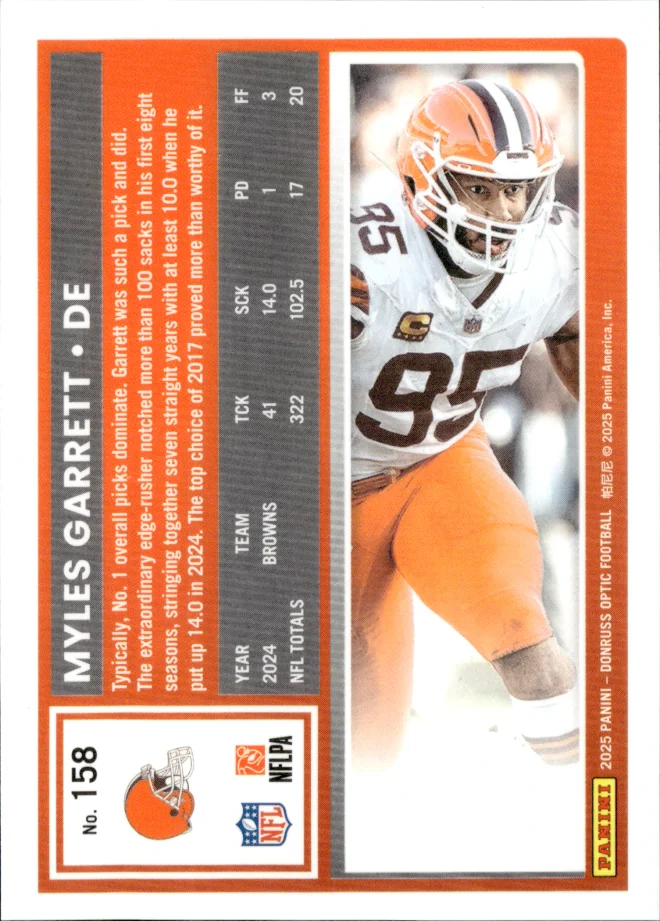 Myles Garrett card back