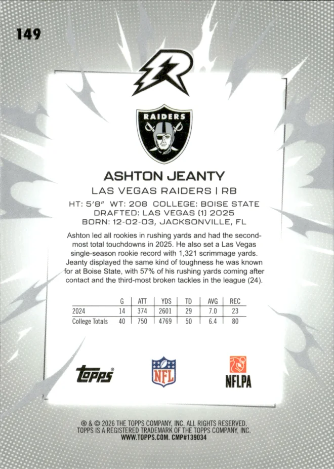 Ashton Jeanty card back