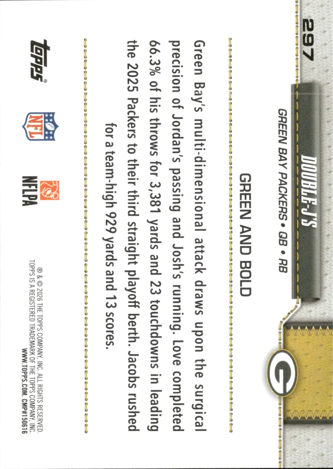 Jordan Love / Josh Jacobs card back