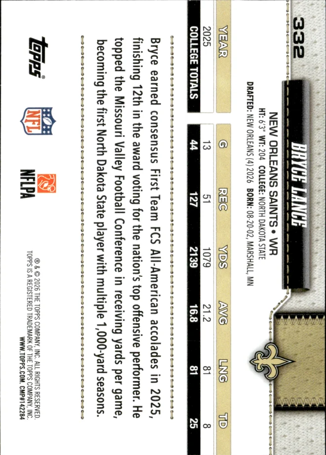 Bryce Lance card back