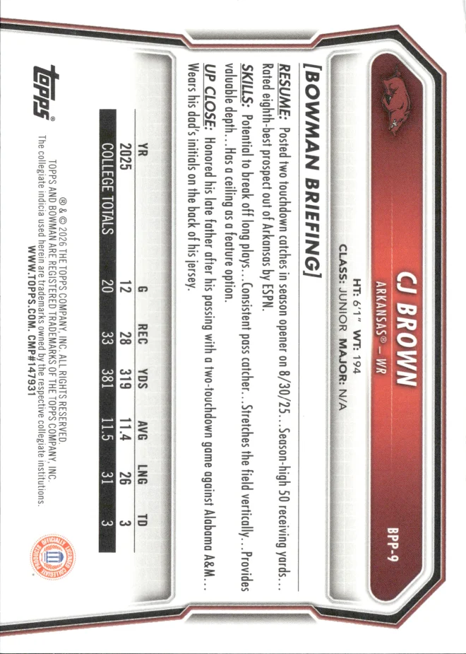 CJ Brown card back