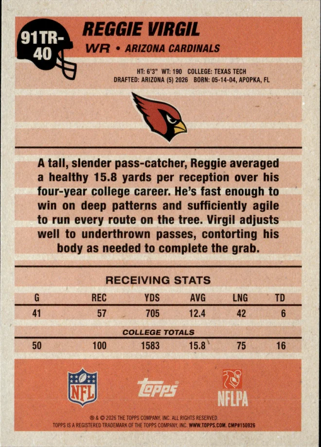 Reggie Virgil card back