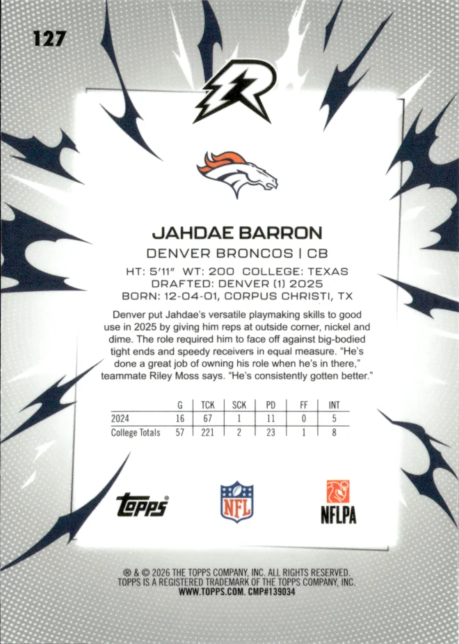 Jahdae Barron card back
