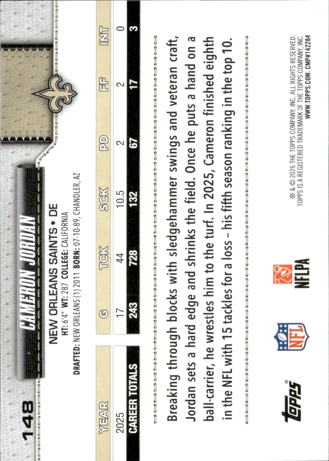 Cameron Jordan card back