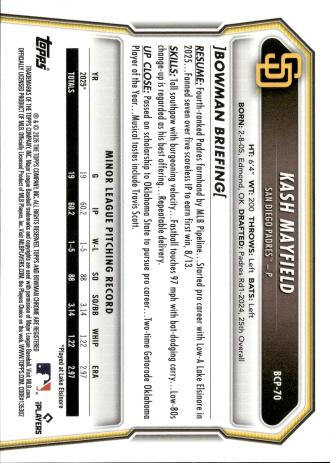 Kash Mayfield card back