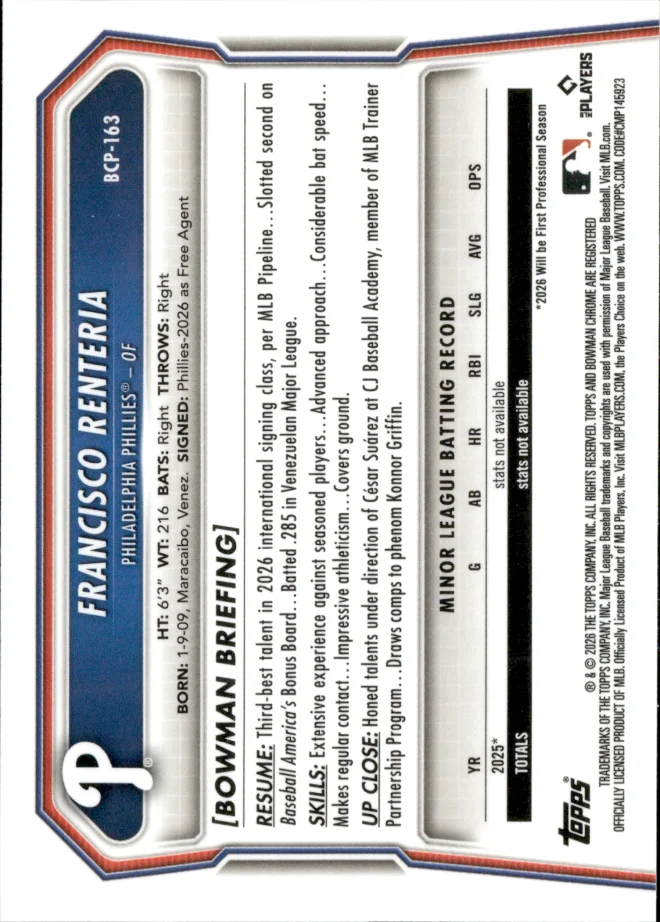 Francisco Renteria card back