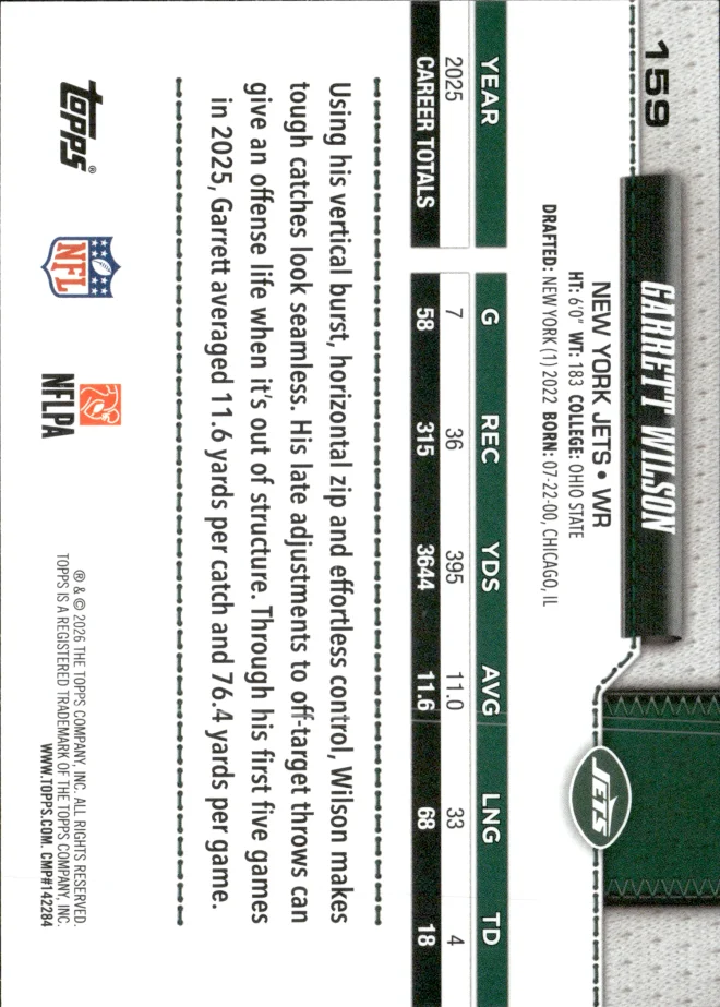 Garrett Wilson card back