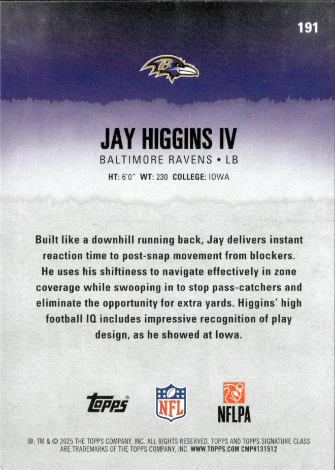 Jay Higgins IV card back