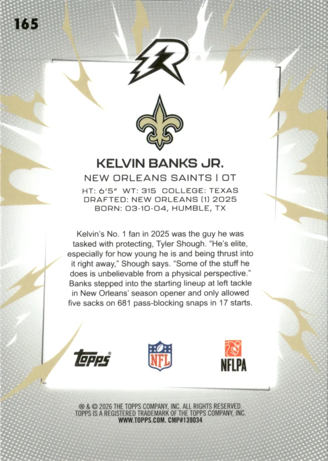 Kelvin Banks Jr. card back