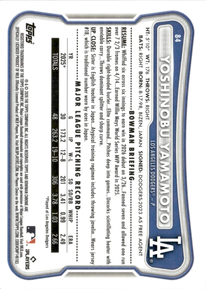 Yoshinobu Yamamoto card back
