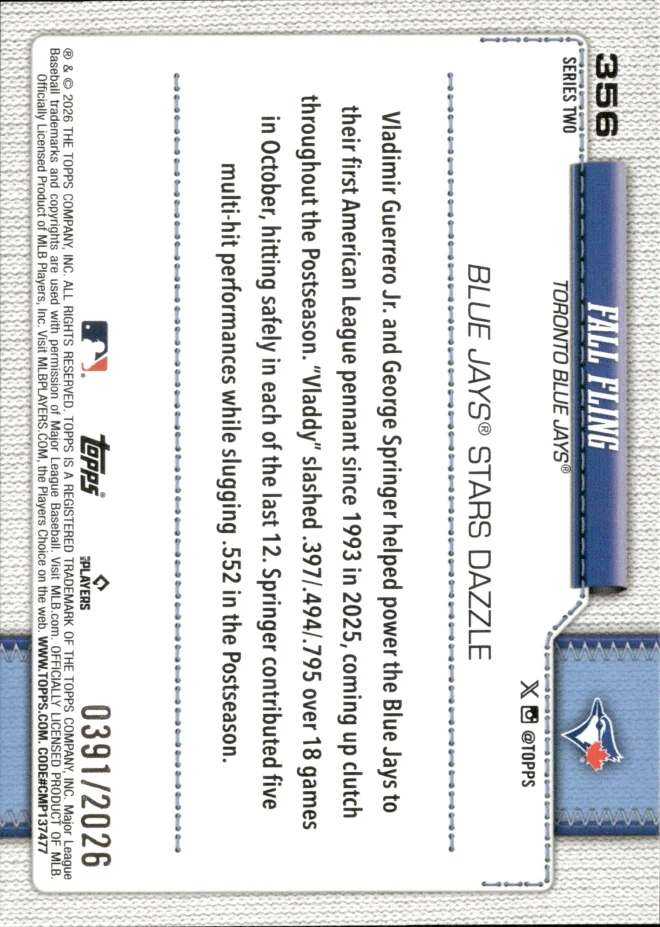 Vladimir Guerrero Jr. / George Springer card back
