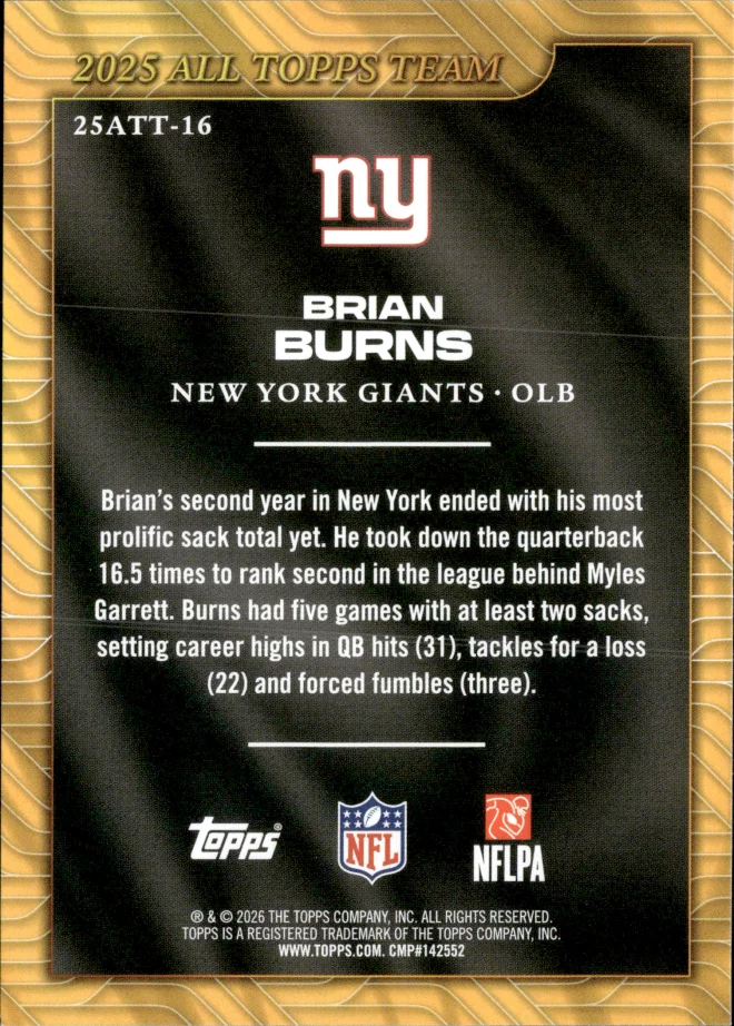 Brian Burns card back
