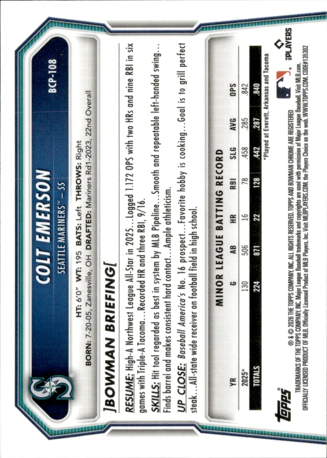 Colt Emerson card back