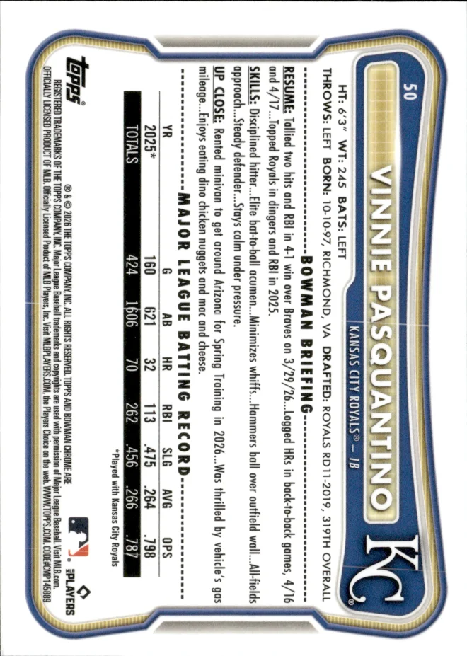 Vinnie Pasquantino card back