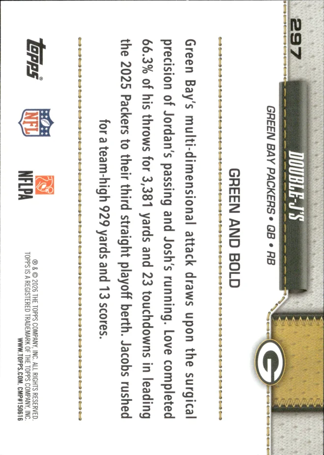 Jordan Love & Josh Jacobs card back