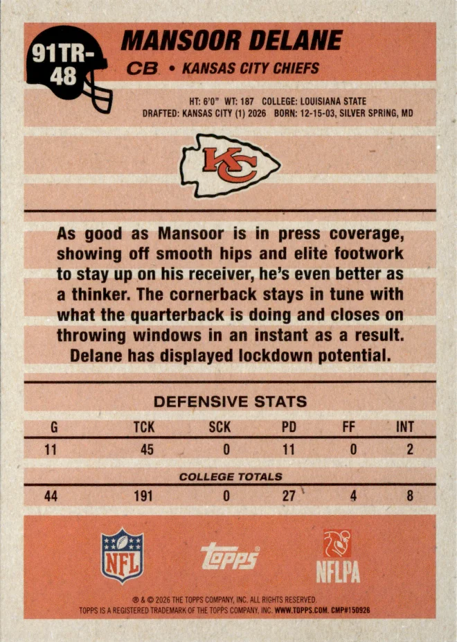 Mansoor Delane card back