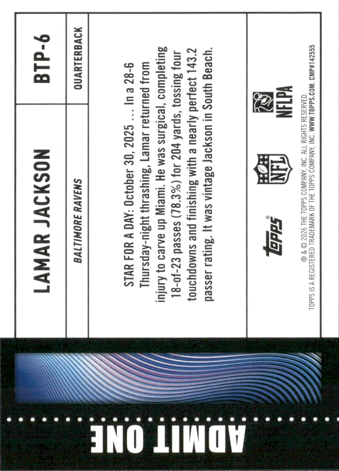 Lamar Jackson card back