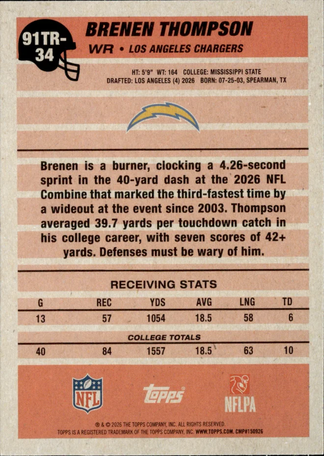 Brenen Thompson card back