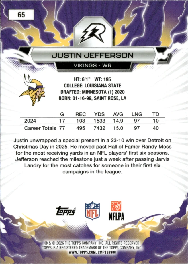 Justin Jefferson card back