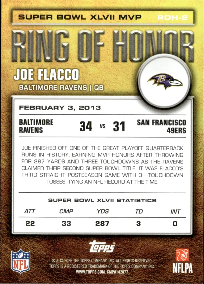 Joe Flacco card back