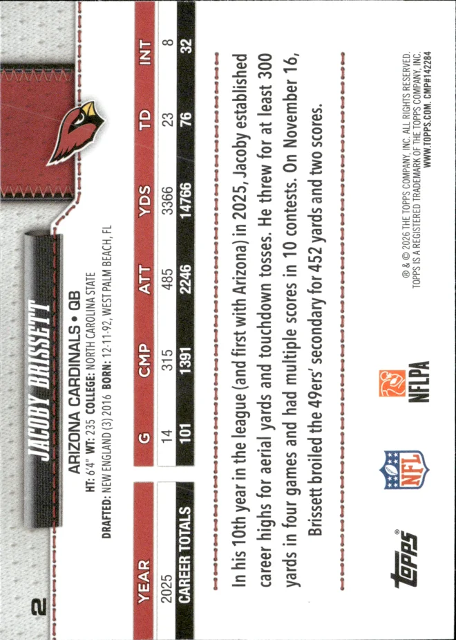 Jacoby Brissett card back