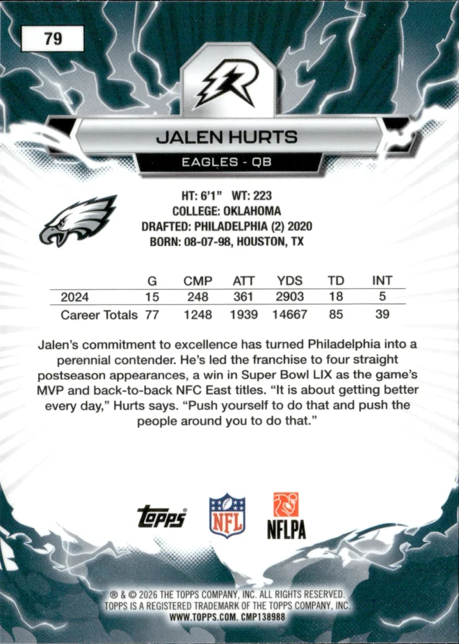 Jalen Hurts card back