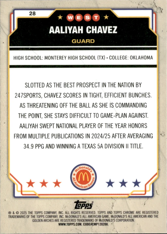 Aaliyah Chavez card back