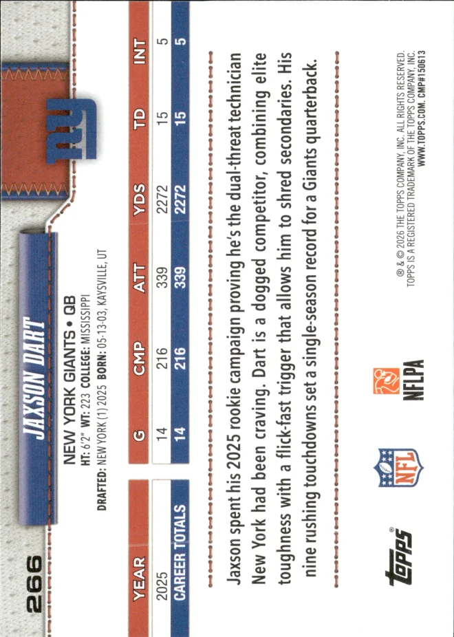 Jaxson Dart card back