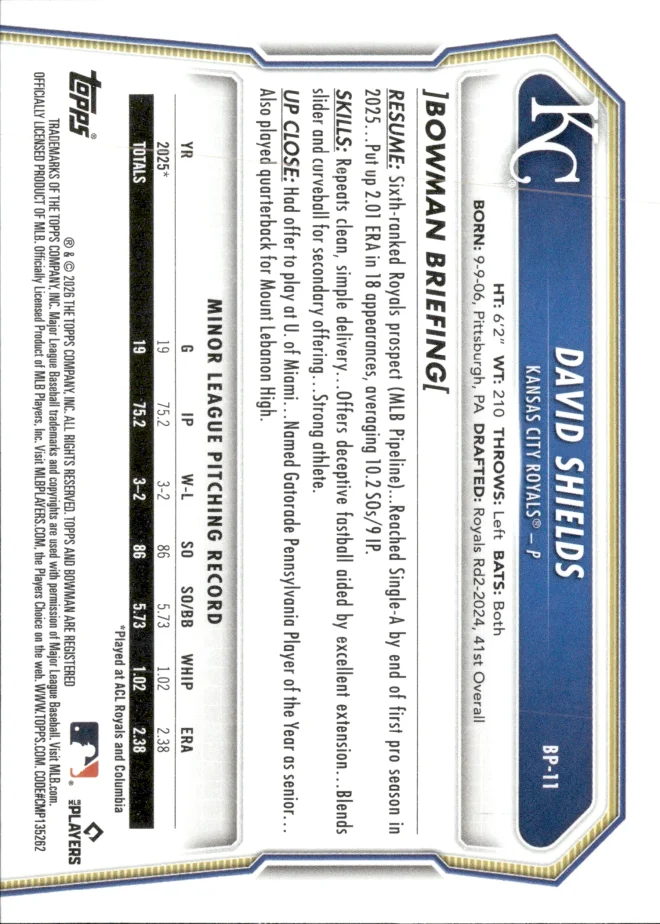 David Shields card back