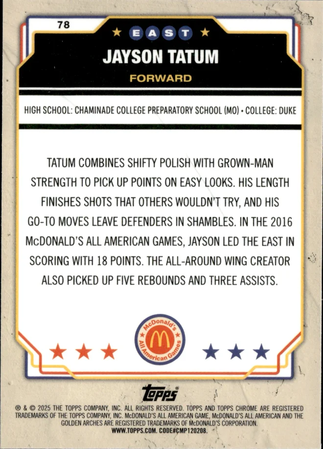 Jayson Tatum card back