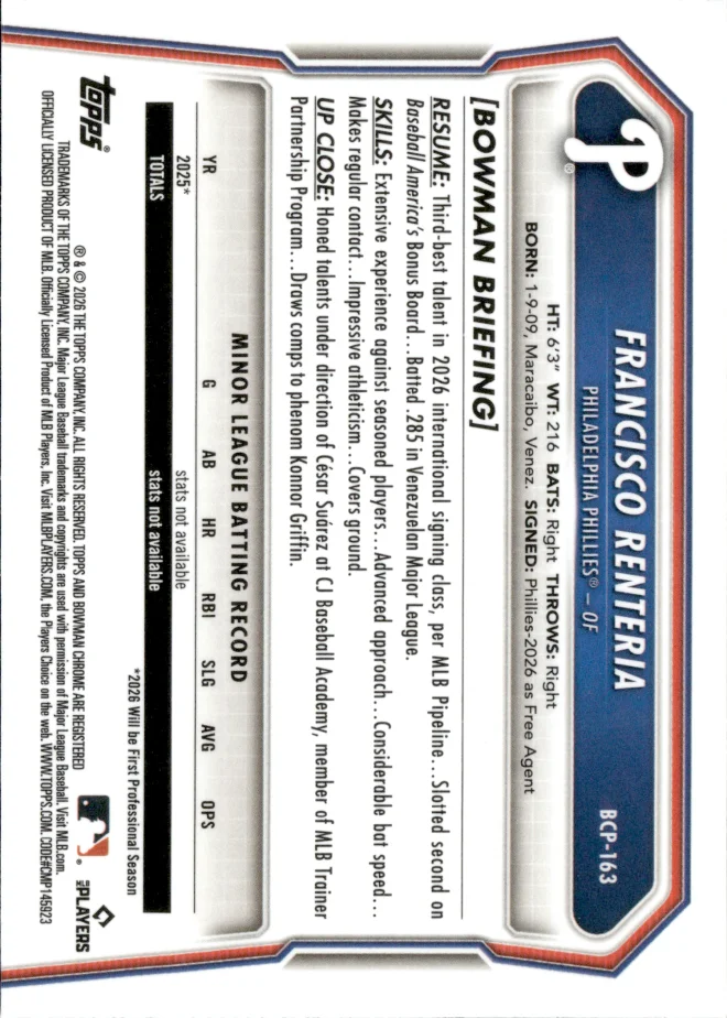 Francisco Renteria card back