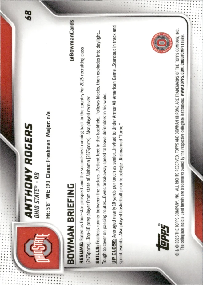 Anthony Rogers card back