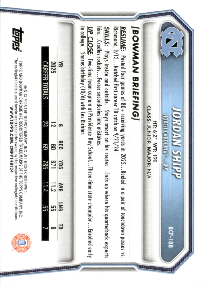 Jordan Shipp card back