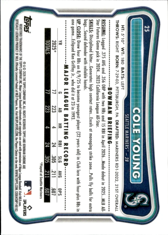 Cole Young card back