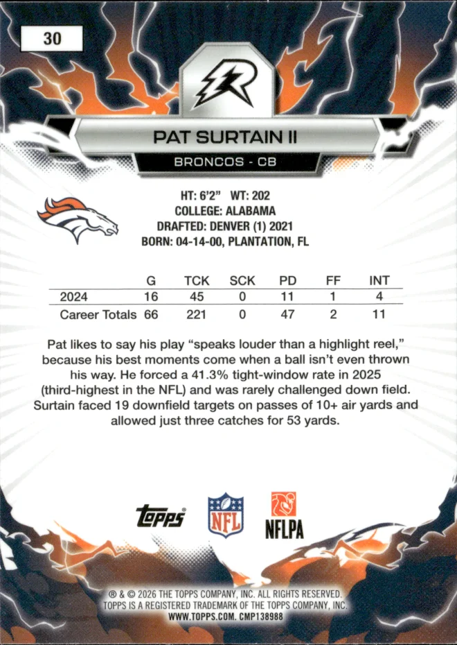 Pat Surtain II card back
