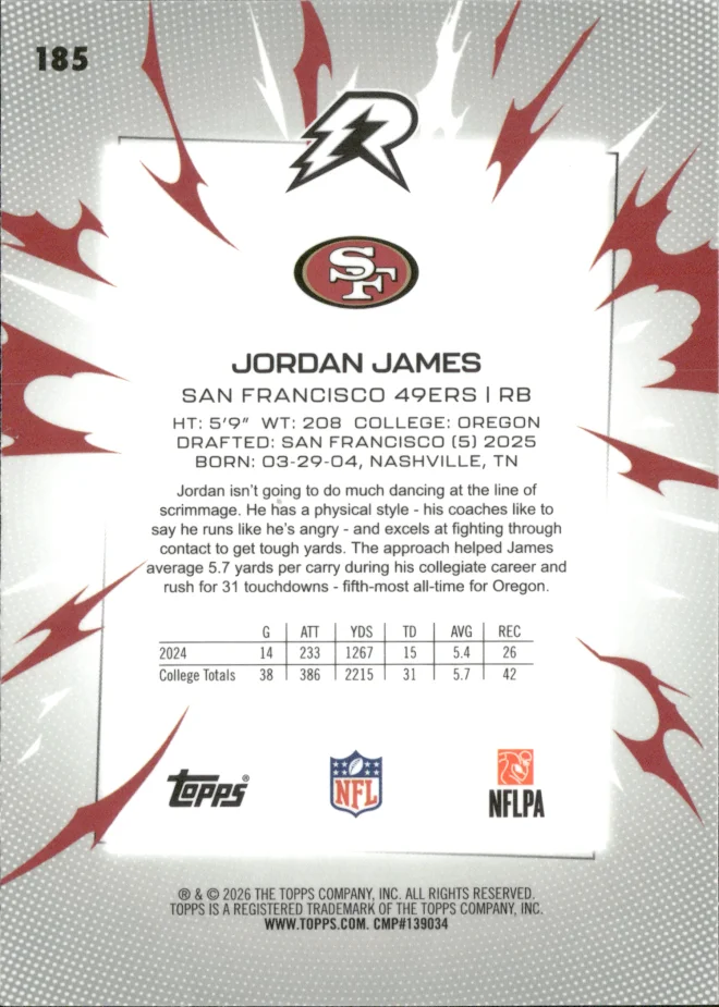 Jordan James card back