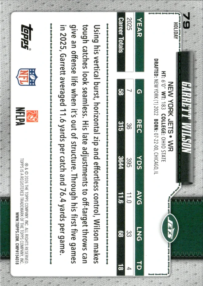 Garrett Wilson card back