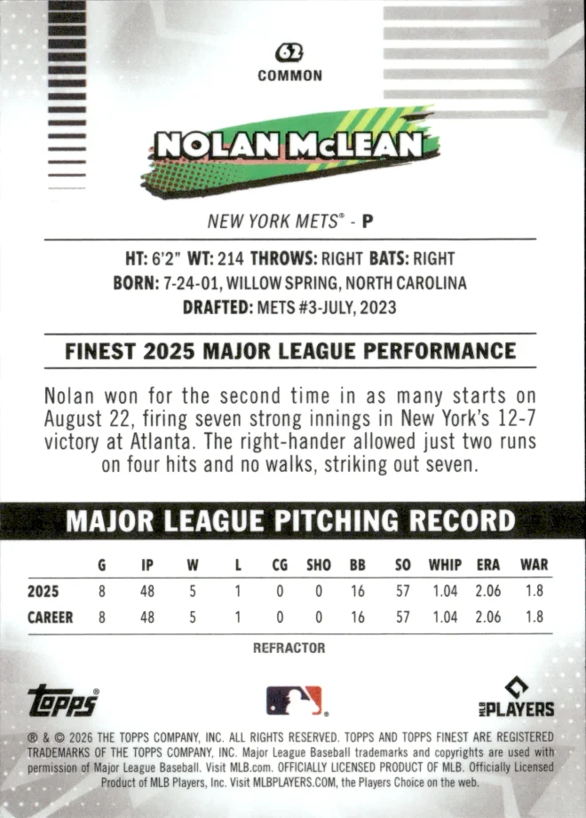 Nolan McLean card back