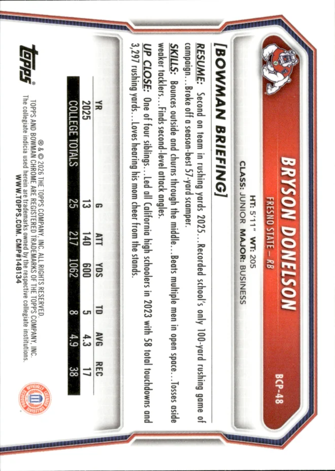 Bryson Donelson card back