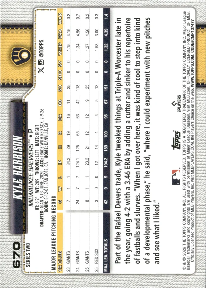 Kyle Harrison card back