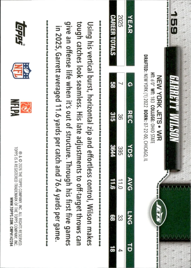 Garrett Wilson card back