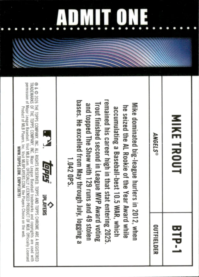 Mike Trout card back